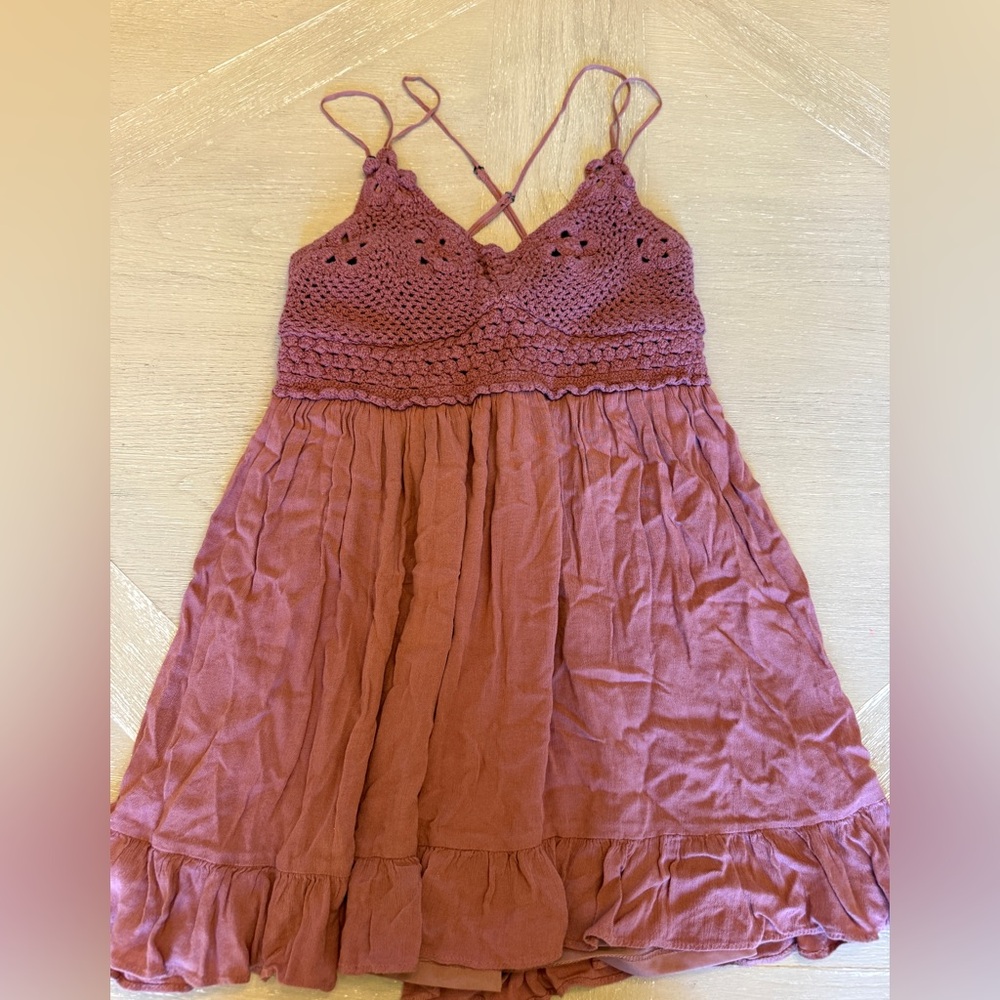 Aeropostale Mauve Crochet Mini Dress